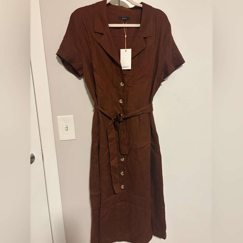 Quince 100% European Linen Button Front Dress Woman Size Large
